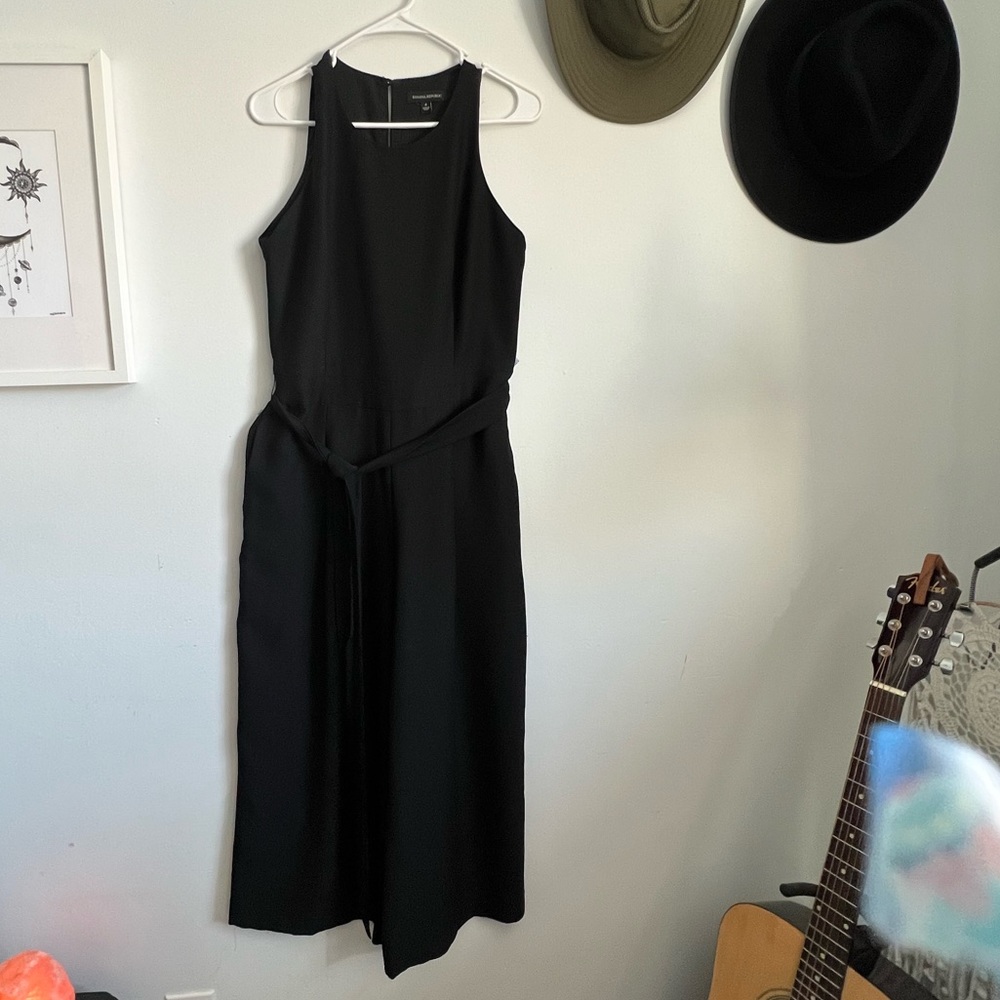 Banana Republic black dressy wide leg jumpsuit with tie
